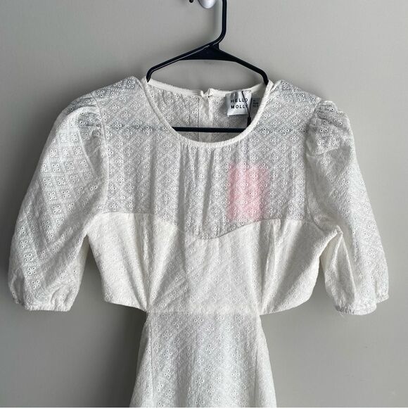 HELLO MOLLY Dream With Me Eyelet Open Back Dress White - Picture 3 of 10